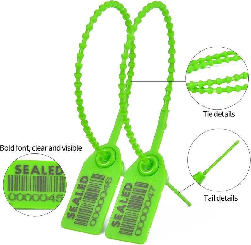 LeadSeals 500 Green Plastic Barcode Seals, Numberd Plastic Tamper Seals Security Tags, Pull-Tite Safety Zip Ties, Tamper Proof Tags Plasic Locks for Fire Extinguishers - Image 5